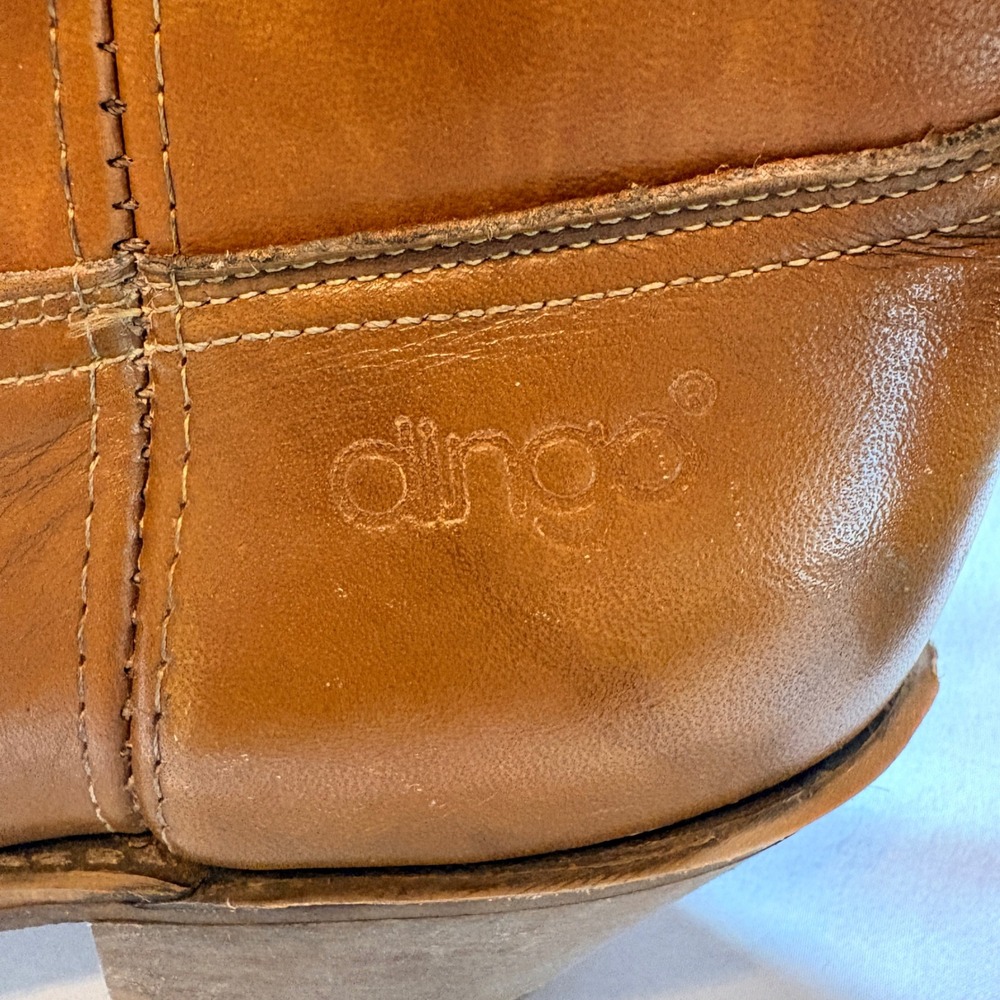 Dingo Western Cowboy Boots Mens 12 D Brown Leather Made in USA Stitch Detail - Picture 6 of 10